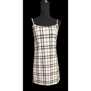 Forever 21 Plaid Cream/Black/Red Open Back Dress Size Small NWT